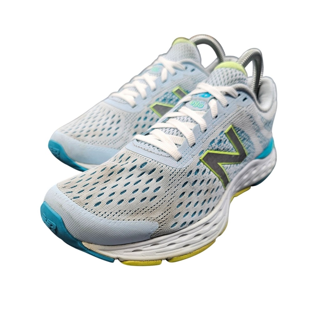 New Balance 680v6 Light Blue Yellow Teal Running Shoes W680RG6 Women 8.5 Wide D